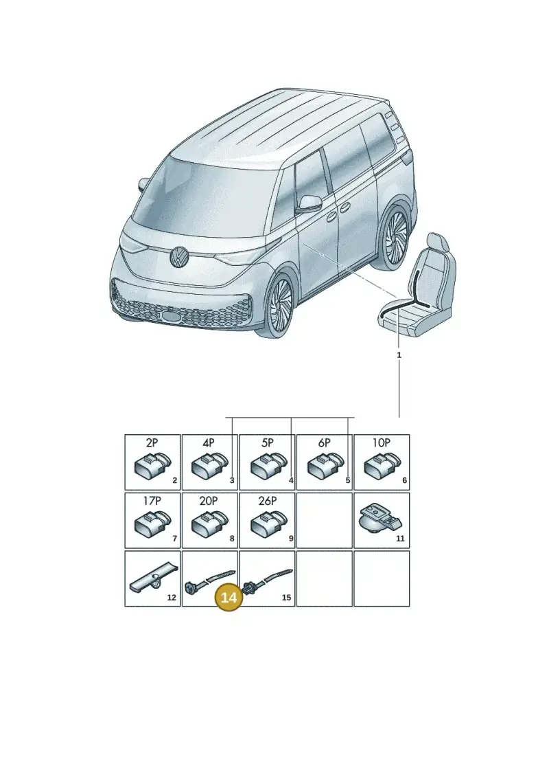 3C8971850 — Volkswagen ID.Buzz (2022-) diagram 15a972250, position 14