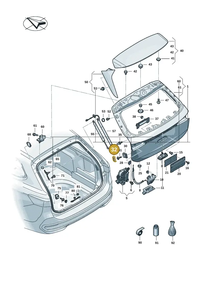 3C98273399B9 — Volkswagen Passat estate (2023-) diagram 3j0827000, position 32