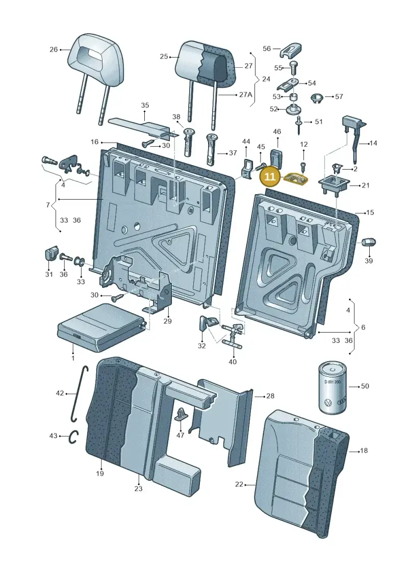 3C9885557Q70 — Volkswagen Jetta/Wagon (2002-2006) diagram 203885700, position 11