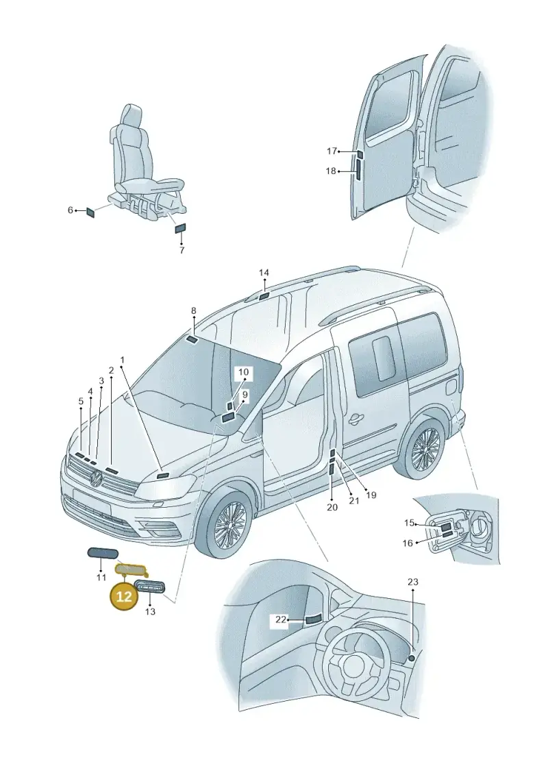 3D0000289 — Volkswagen Caddy kombi (2015-2020) diagram 866010000, position 12