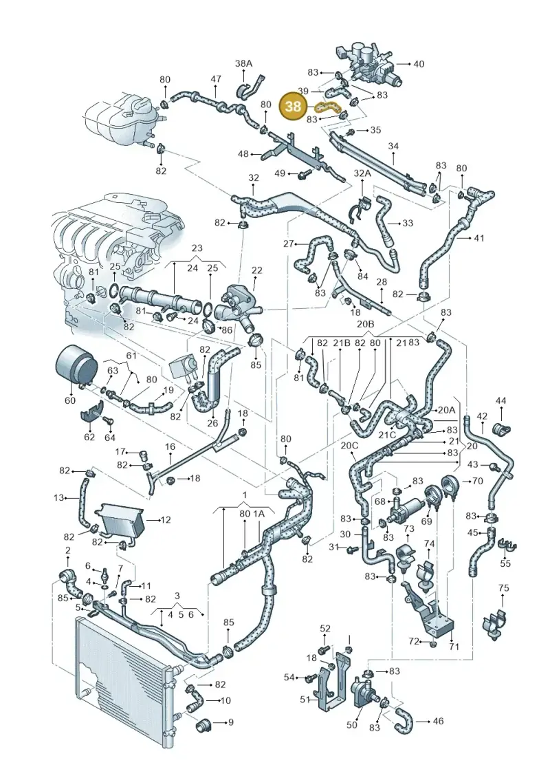 3D0121073H — Volkswagen PHAETON                08> (2007-) diagram 258121300, position 38
