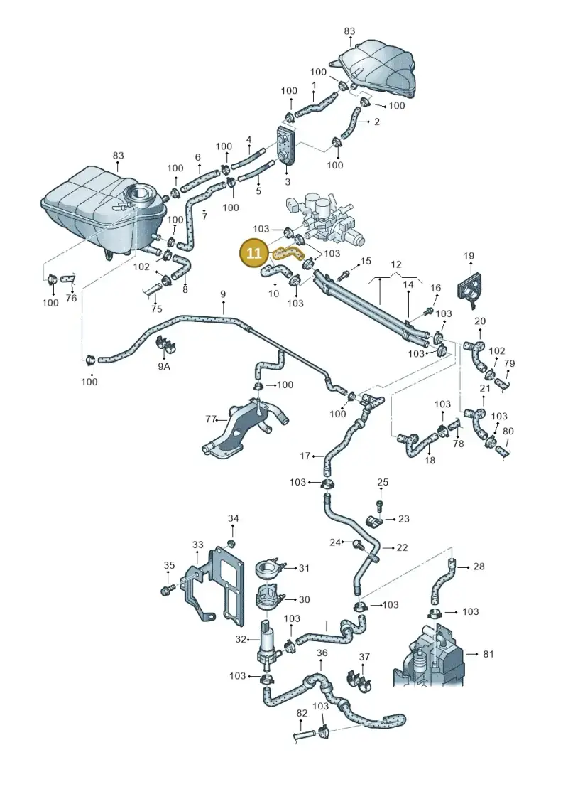 3D0121073H — Volkswagen Phaeton 4motion (2010-2016) diagram 258121630, position 11