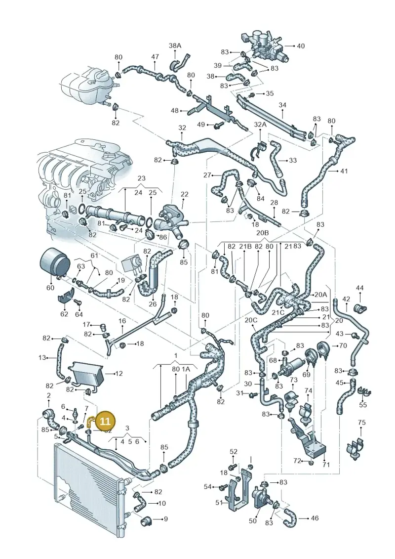 3D0121096K — Volkswagen PHAETON                08> (2007-) diagram 258121300, position 11