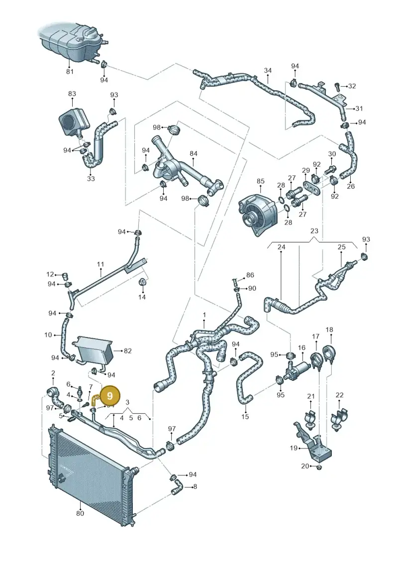 3D0121096K — Volkswagen Phaeton 4motion (2010-2016) diagram 667121300, position 9