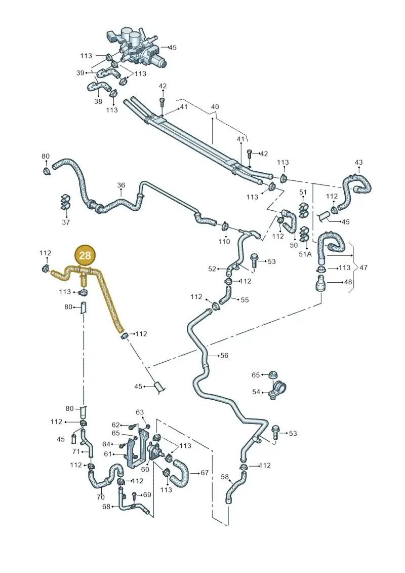 3D0122073AA — Volkswagen Phaeton 4motion (2010-2016) diagram 258121410, position 28