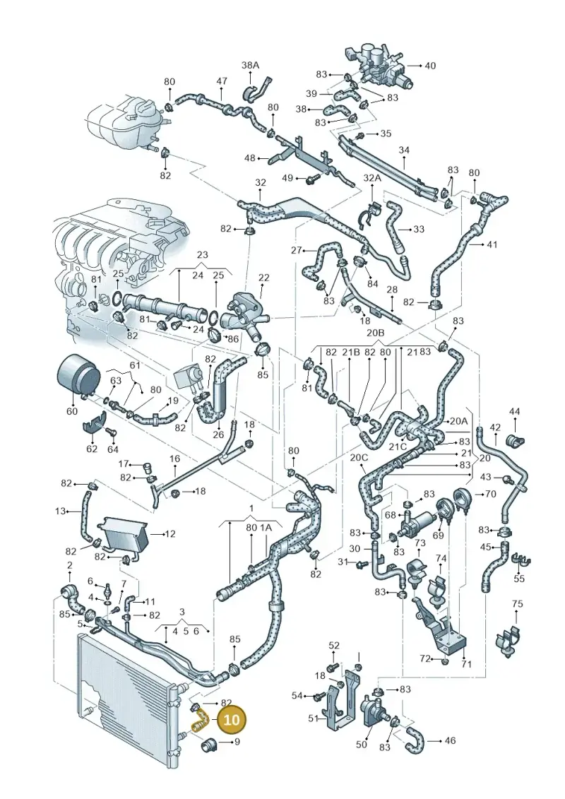 3D0122096 — Volkswagen PHAETON                08> (2007-) diagram 258121300, position 10