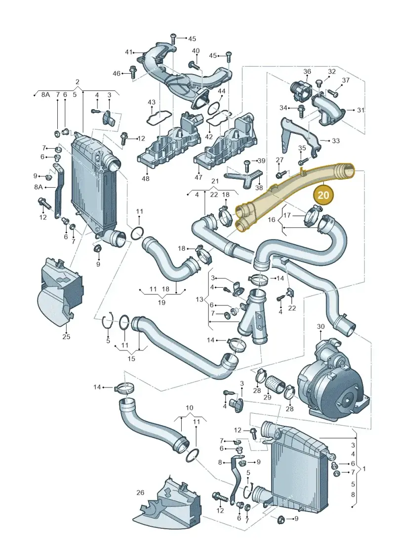 3D0145762J — Volkswagen Phaeton 4motion (2008-2010) diagram 258145750, position 20
