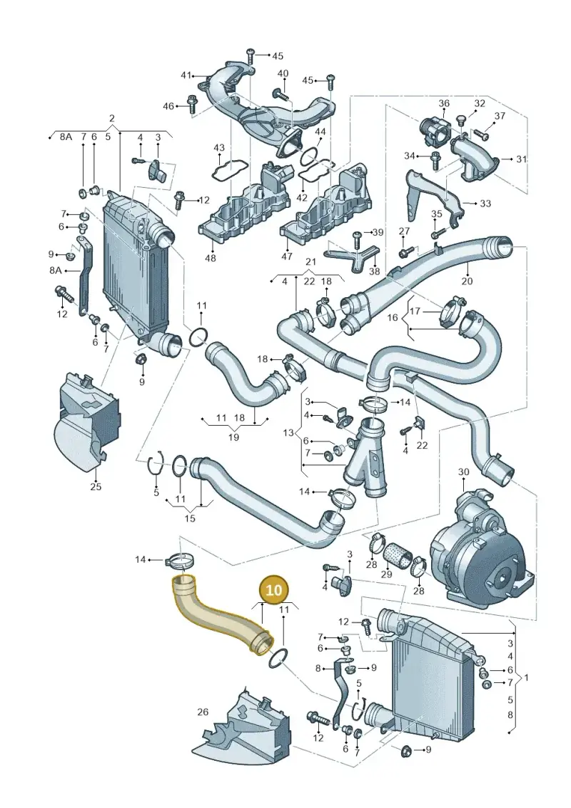 3D0145834AA — Volkswagen Phaeton 4motion (2008-2010) diagram 258145750, position 10