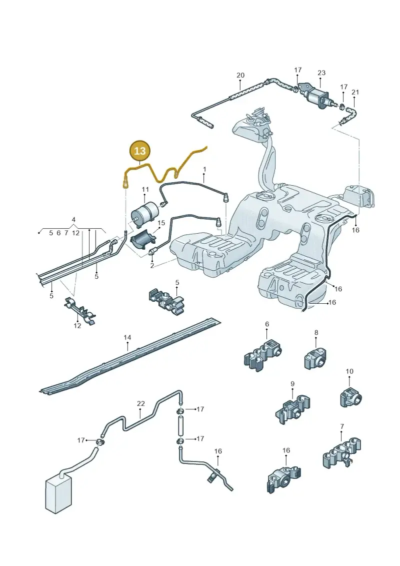 3D0201090N — Volkswagen Phaeton 4motion (2008-2010) diagram 258201400, position 13