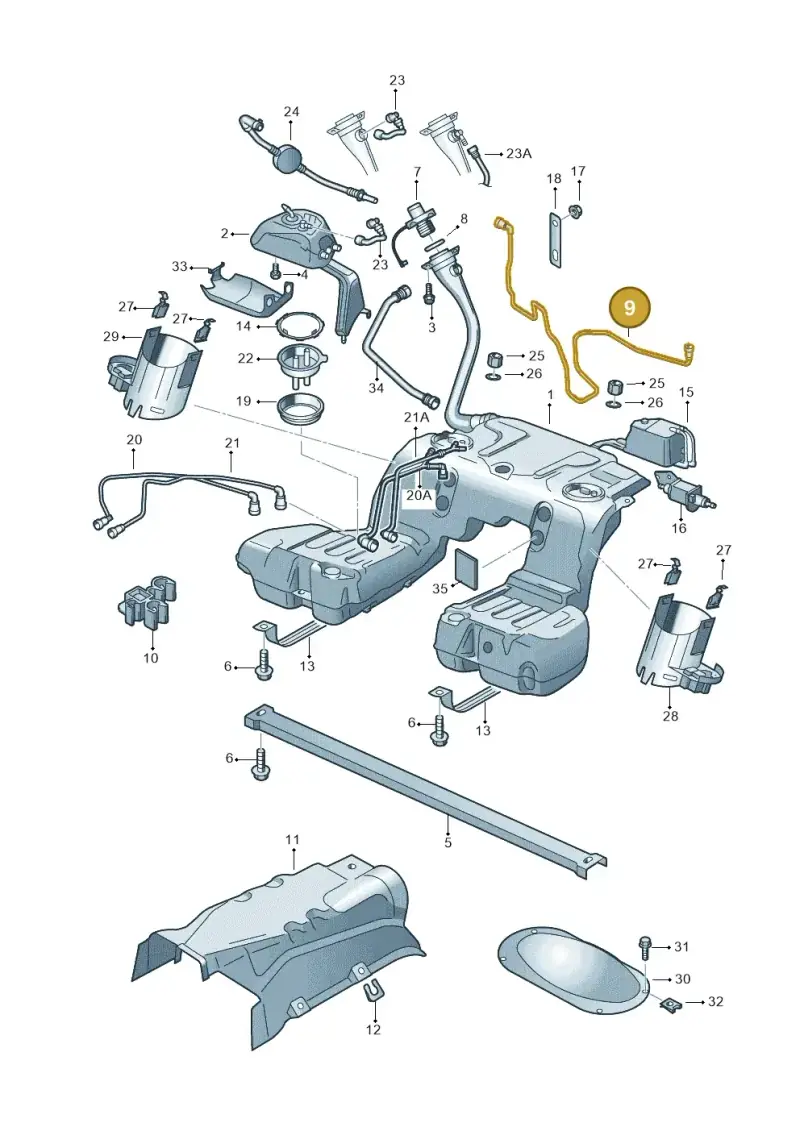 3D0201160K — Volkswagen Phaeton 4motion (2008-2010) diagram 258201050, position 9