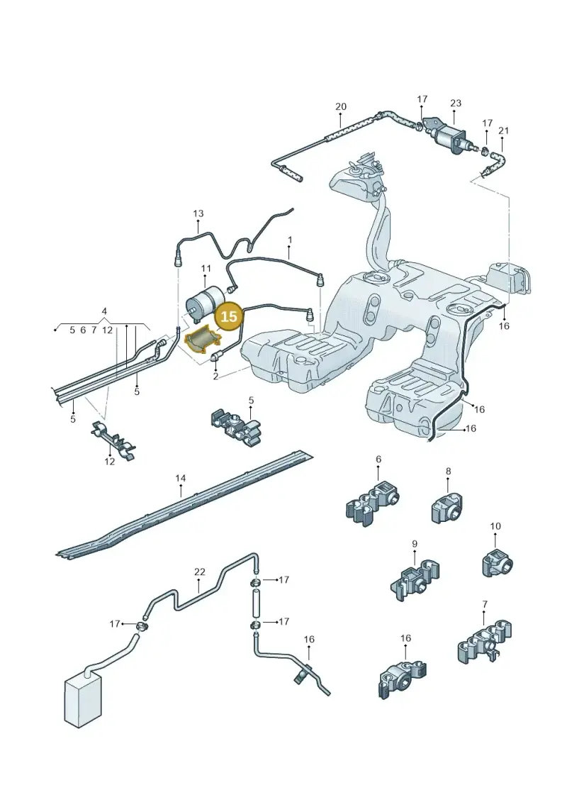 3D0201192B — Volkswagen Phaeton 4motion (2008-2010) diagram 258201400, position 15