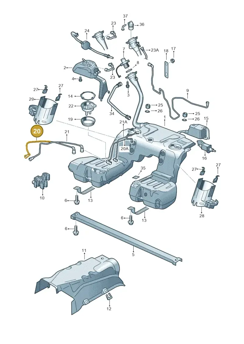 3D0201293G — Volkswagen Phaeton 4motion (2010-2016) diagram 710201050, position 20