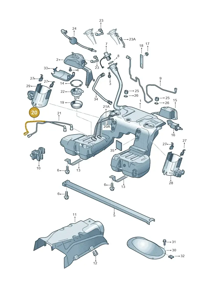 3D0201293J — Volkswagen Phaeton 4motion (2008-2010) diagram 258201050, position 20