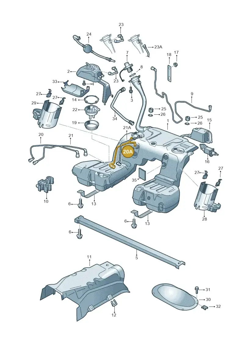 3D0201293R — Volkswagen Phaeton (lang) (2003-2006) diagram 258201050, position 20A