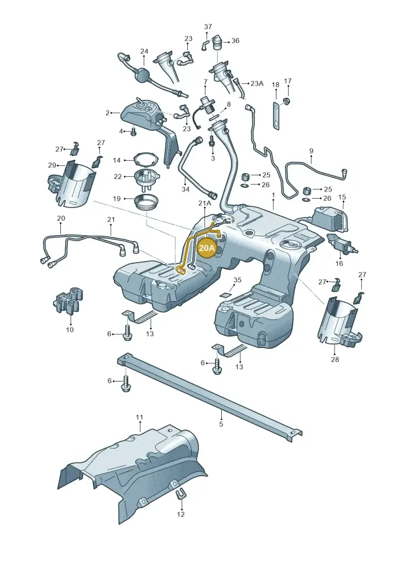 3D0201293R — Volkswagen Phaeton 4motion (2010-2016) diagram 710201050, position 20A