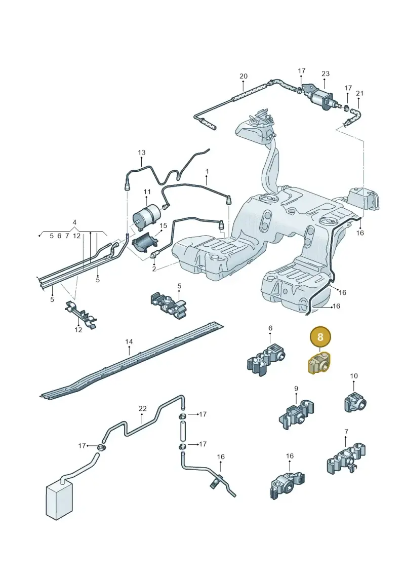 3D0201449E — Volkswagen Phaeton 4motion (2008-2010) diagram 258201400, position 8