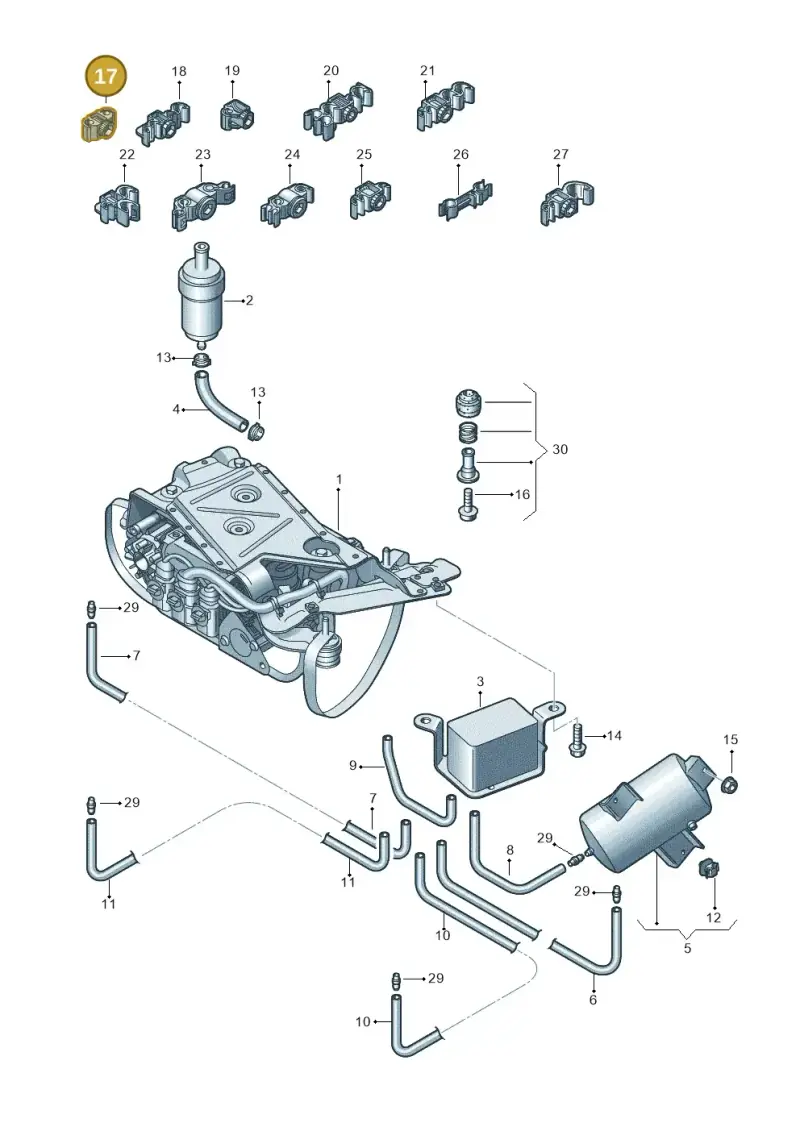 3D0201449E — Volkswagen Phaeton 4motion (2010-2016) diagram 258616300, position 17