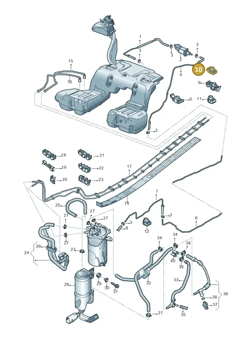 3D0201449E — Volkswagen Phaeton 4motion (2010-2016) diagram 710201250, position 10