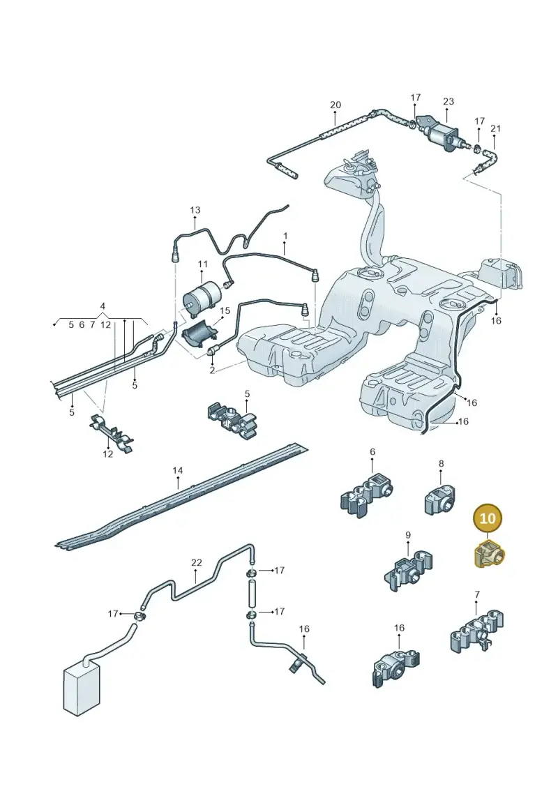 3D0201449G — Volkswagen Phaeton 4motion (2008-2010) diagram 258201400, position 10
