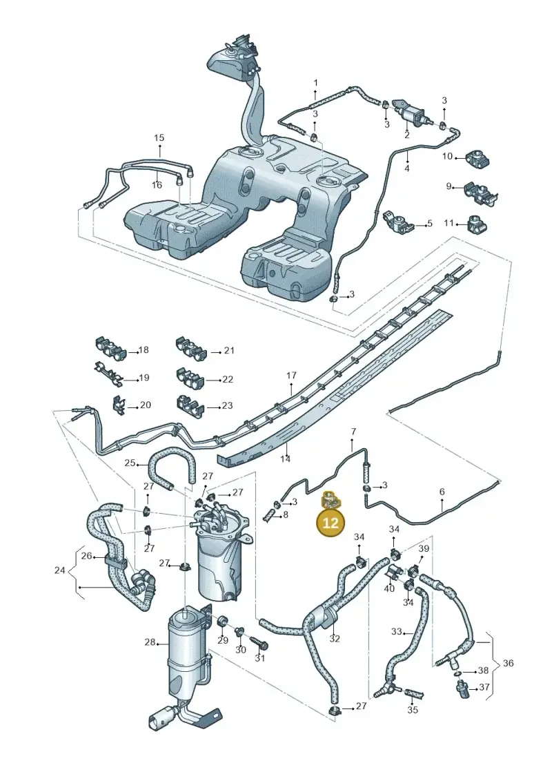 3D0201449G — Volkswagen Phaeton 4motion (2010-2016) diagram 710201250, position 12