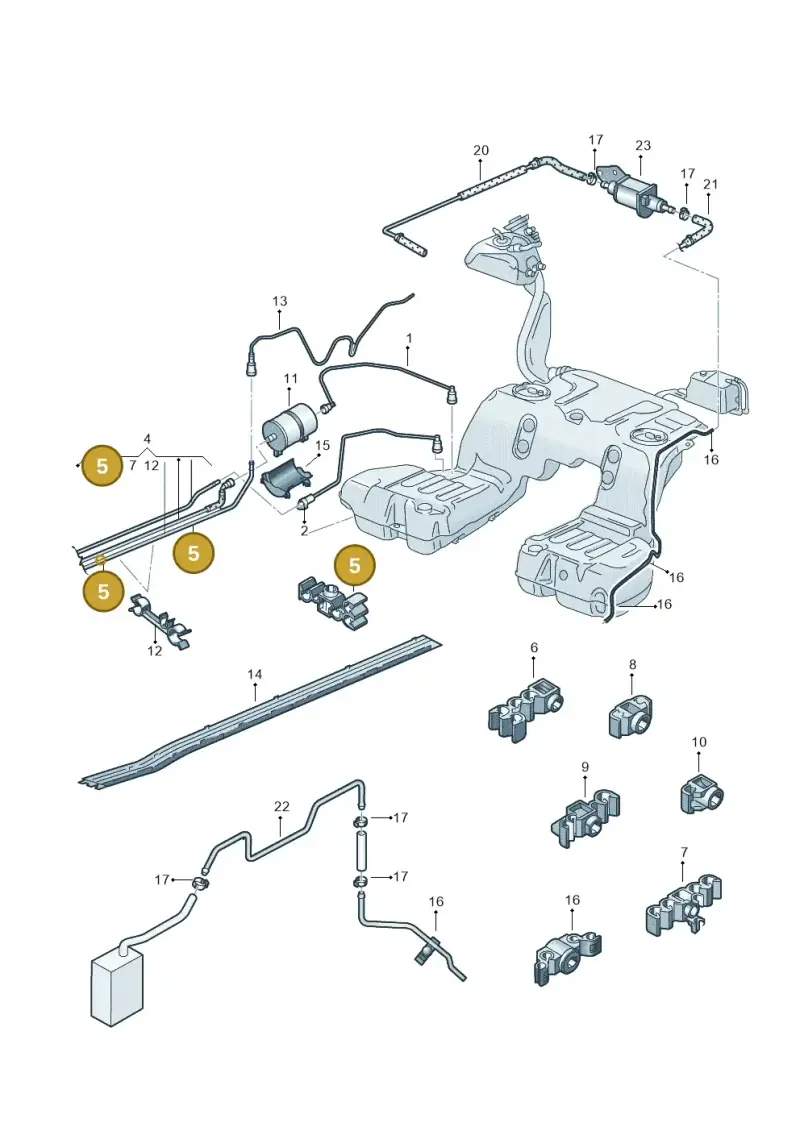 3D0201449H — Volkswagen Phaeton 4motion (2008-2010) diagram 258201400, position 5