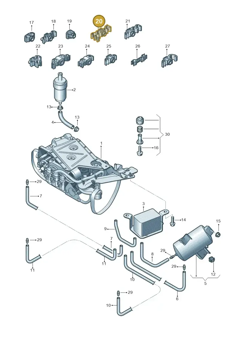 3D0201449H — Volkswagen Phaeton 4motion (2010-2016) diagram 258616300, position 20