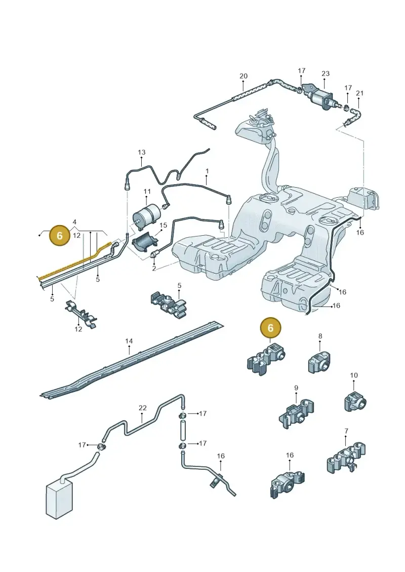 3D0201449J — Volkswagen Phaeton 4motion (2008-2010) diagram 258201400, position 6