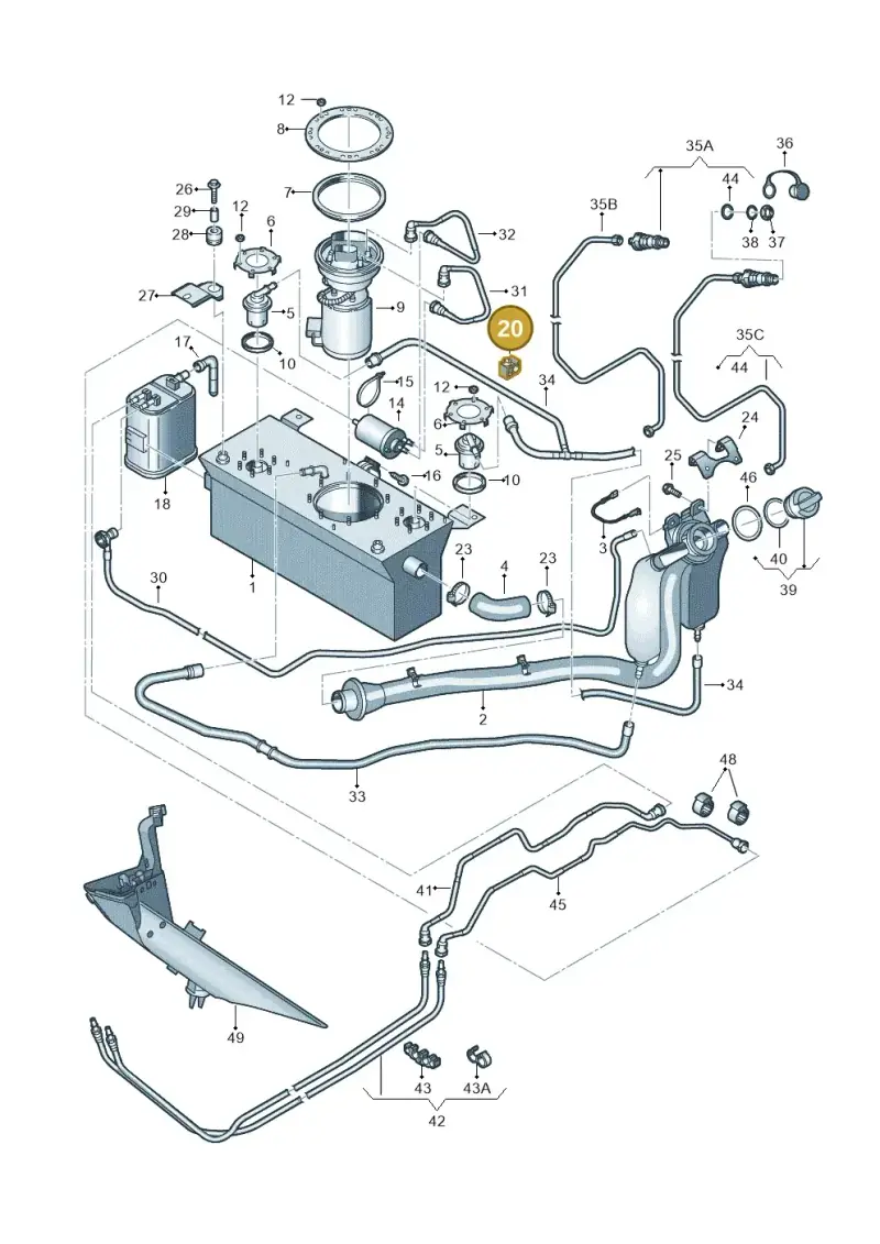 3D0201449M — Volkswagen Caddy Maxi Kombi (2010-2015) diagram 443201060, position 20