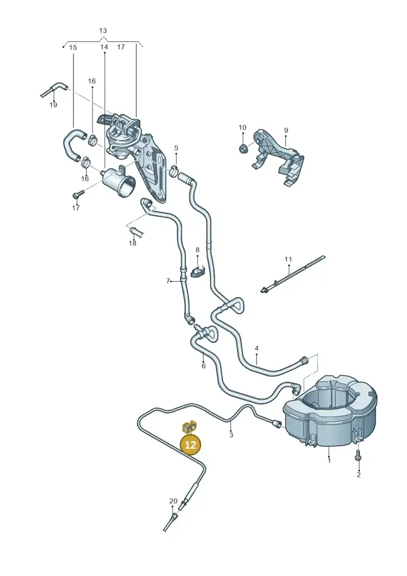 3D0201449M — Volkswagen Golf (2011-2013) diagram 729201820, position 12