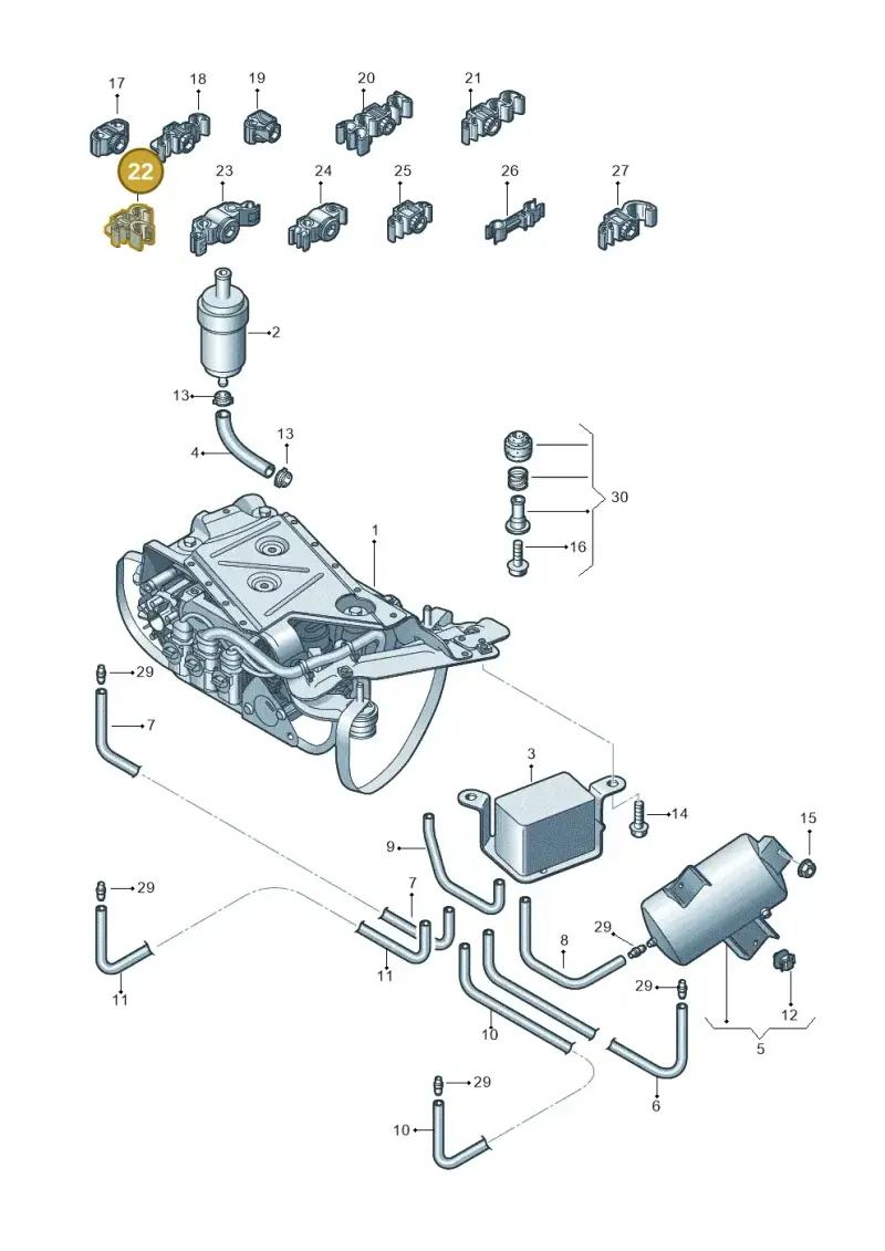 3D0201449N — Volkswagen Phaeton 4motion (2010-2016) diagram 258616300, position 22