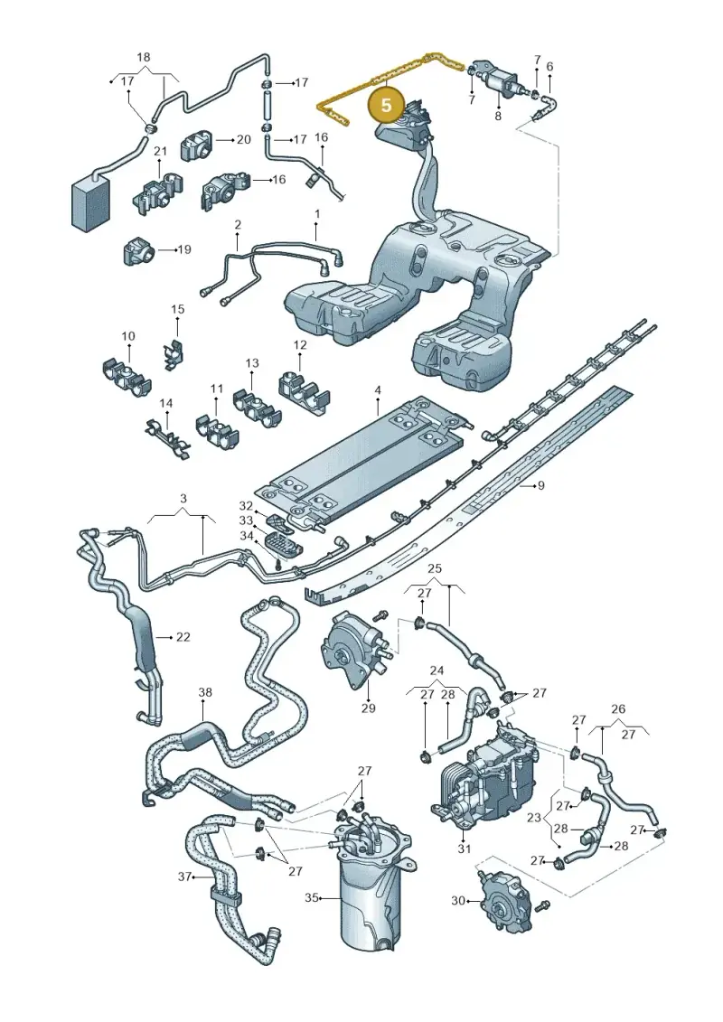 3D0201901P — Volkswagen Phaeton (lang) (2003-2006) diagram 258201250, position 5