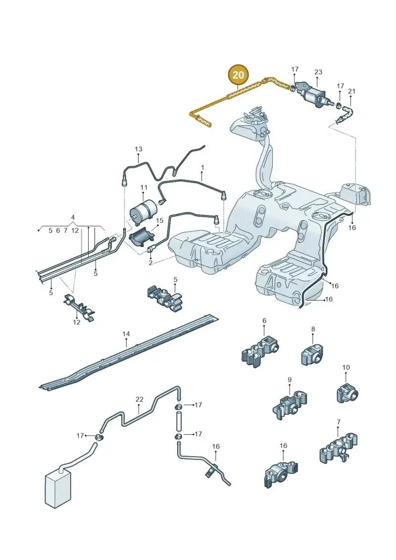 3D0201901P — Volkswagen Phaeton 4motion (2008-2010) diagram 258201400, position 20