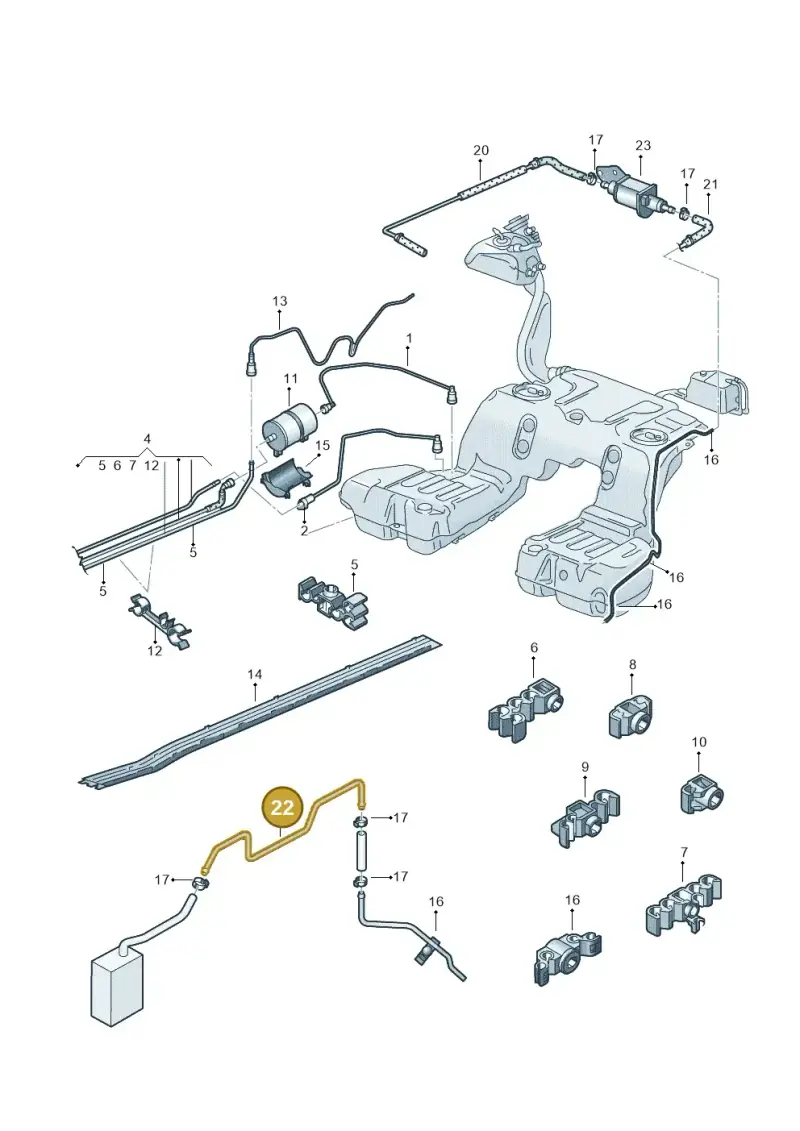 3D0201901S — Volkswagen Phaeton 4motion (2008-2010) diagram 258201400, position 22