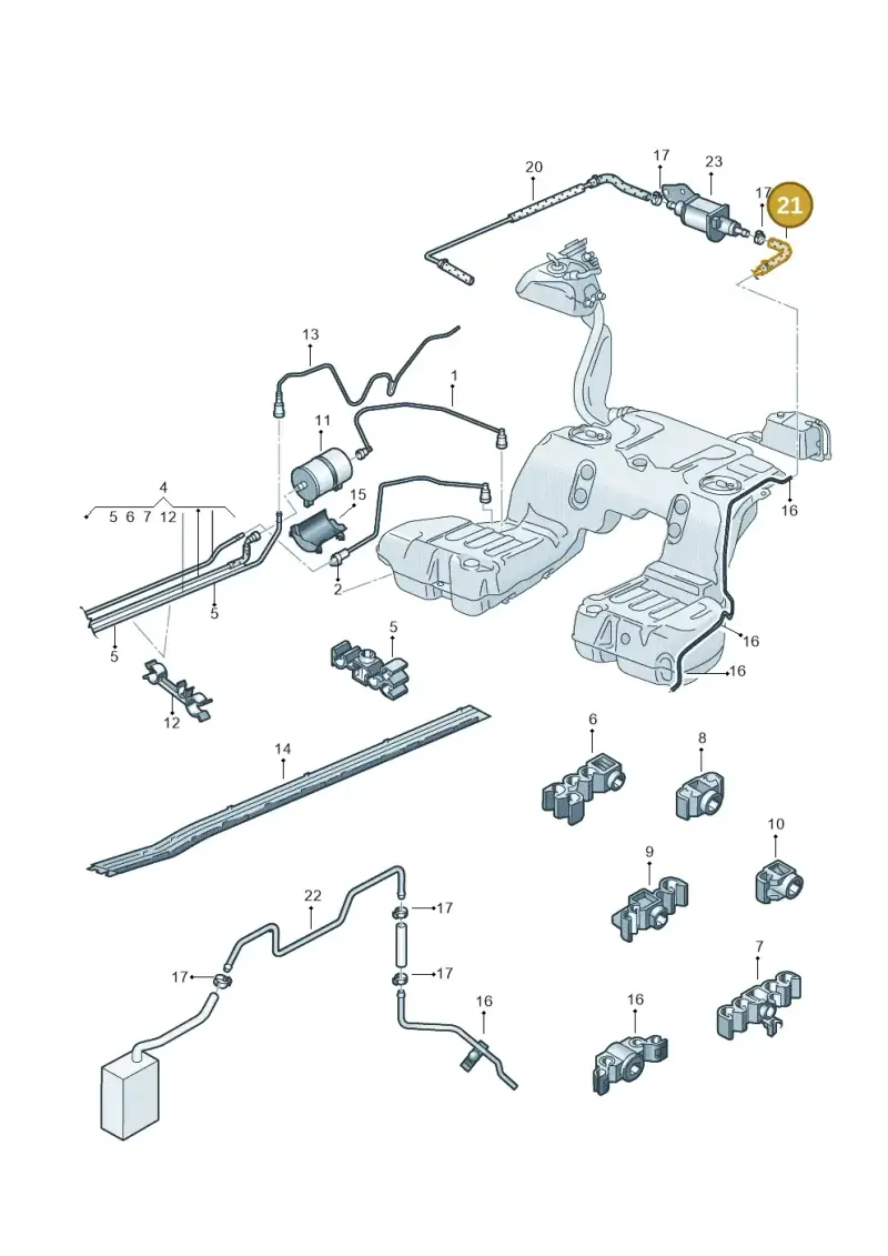 3D0201901T — Volkswagen Phaeton 4motion (2008-2010) diagram 258201400, position 21