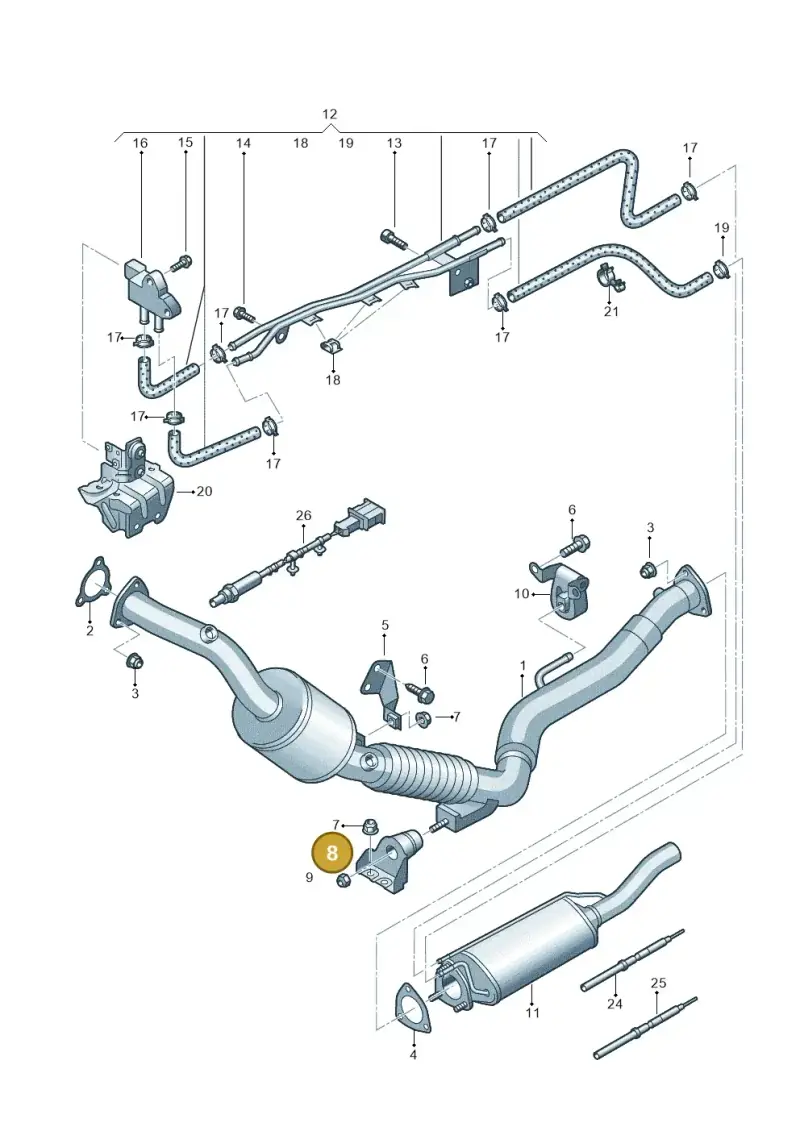 3D0253144AH — Volkswagen Phaeton 4motion (2010-2016) diagram 258253710, position 8
