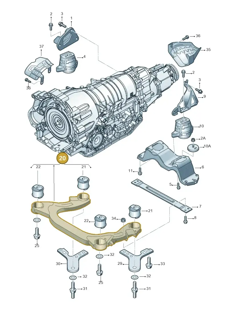 3D0399313M — Volkswagen Phaeton 4motion (2010-2016) diagram 258399850, position 20