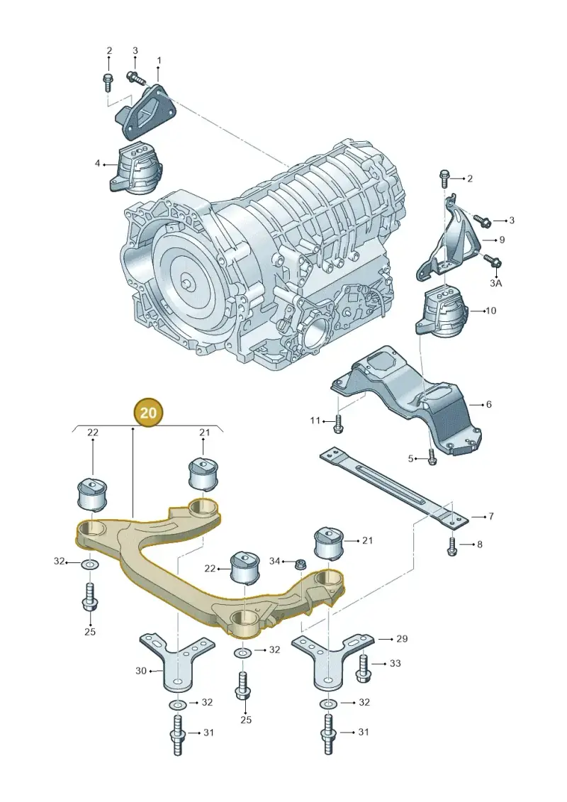 3D0399313M — Volkswagen Phaeton 4motion (2010-2016) diagram 258399800, position 20