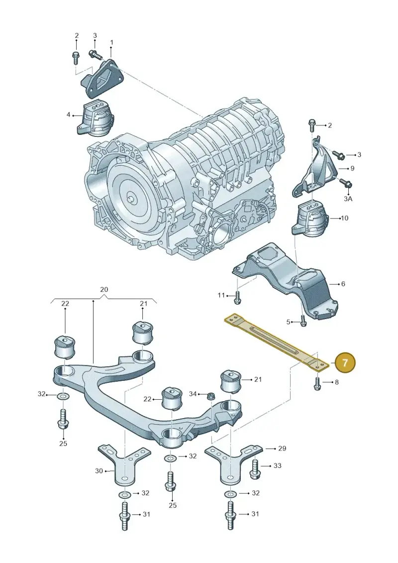 3D0399403A — Volkswagen Phaeton 4motion (2010-2016) diagram 258399800, position 7