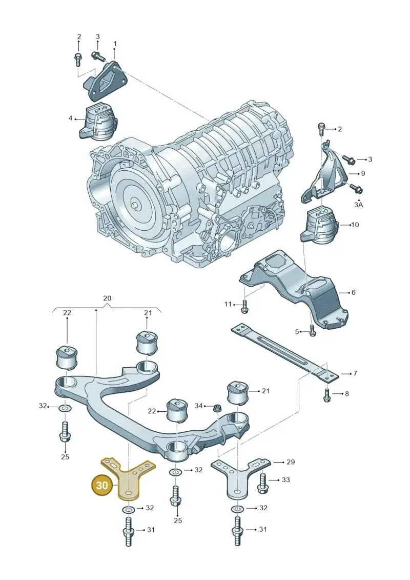 3D0399542 — Volkswagen Phaeton 4motion (2010-2016) diagram 258399800, position 30