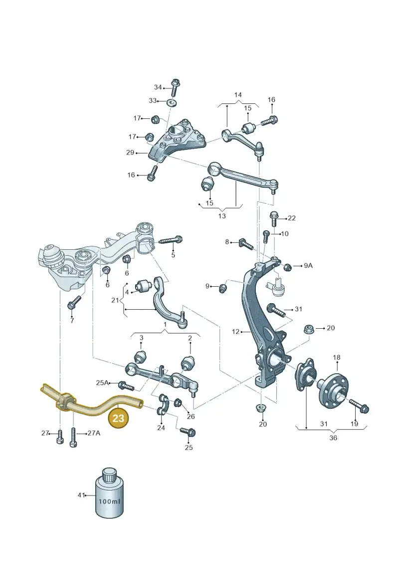 3D0411305G — Volkswagen Phaeton 4motion (2010-2016) diagram 258407000, position 23