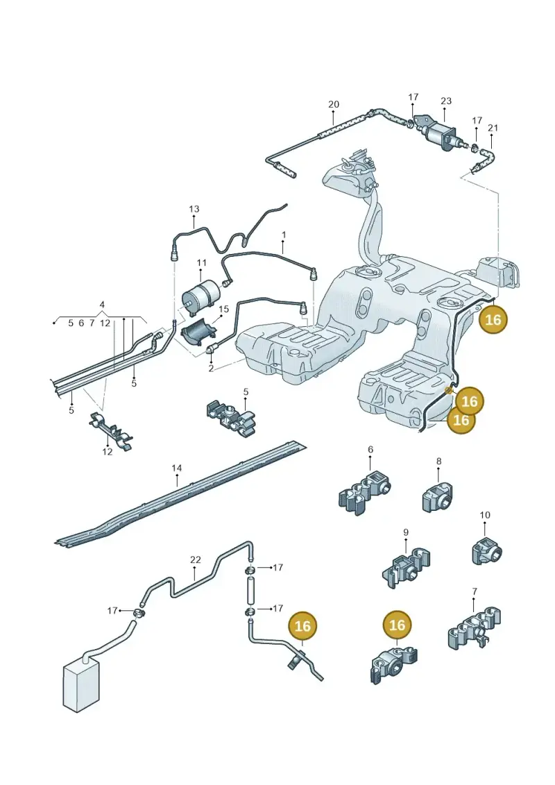3D0611797B — Volkswagen Phaeton 4motion (2008-2010) diagram 258201400, position 16