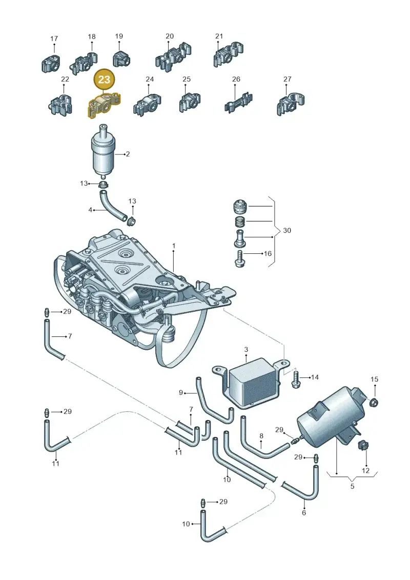 3D0611797B — Volkswagen Phaeton 4motion (2010-2016) diagram 258616300, position 23