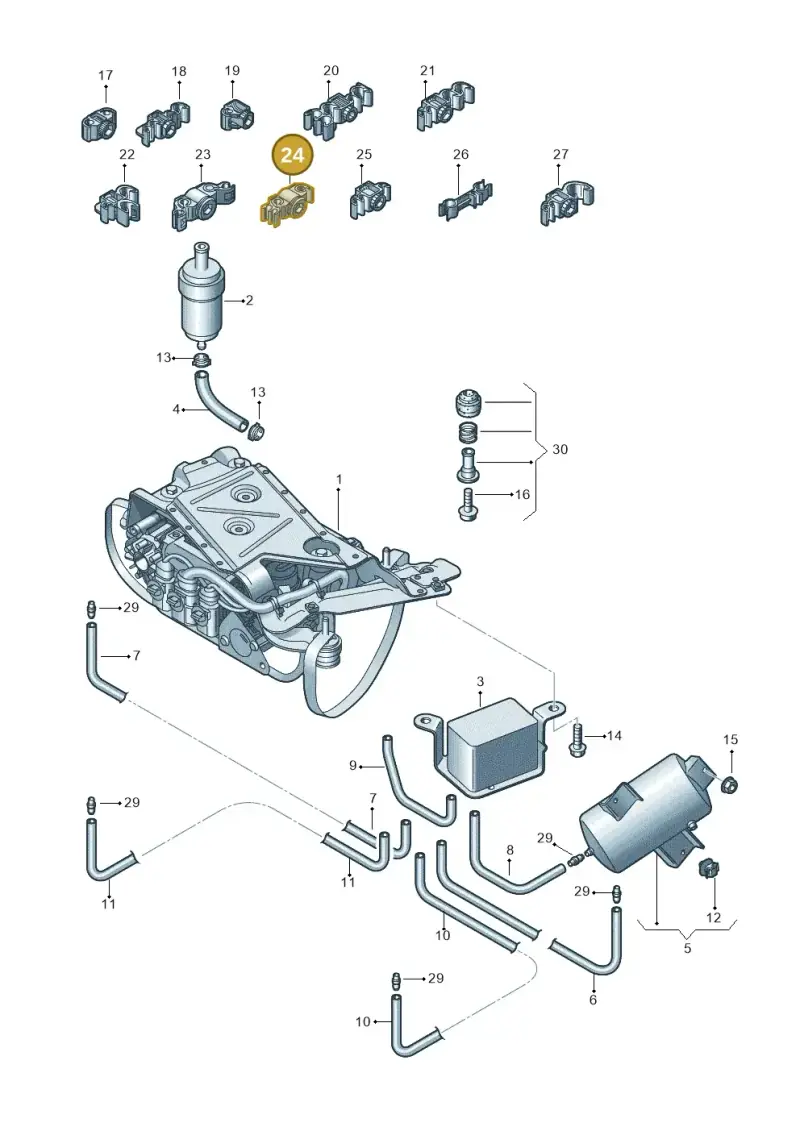 3D0611797E — Volkswagen Phaeton 4motion (2010-2016) diagram 258616300, position 24