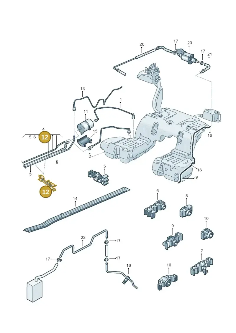 3D0616741A — Volkswagen Phaeton 4motion (2008-2010) diagram 258201400, position 12