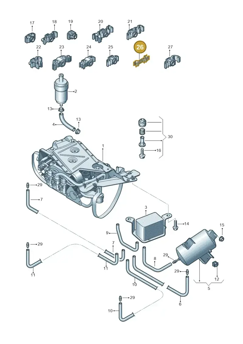 3D0616741A — Volkswagen Phaeton 4motion (2010-2016) diagram 258616300, position 26
