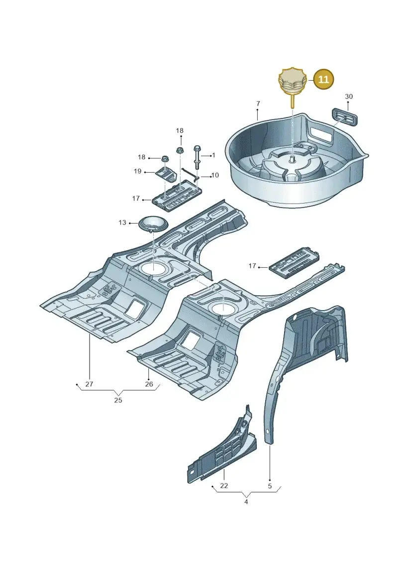 3D0803899K — Volkswagen Phaeton 4motion (2010-2016) diagram 258803500, position 11
