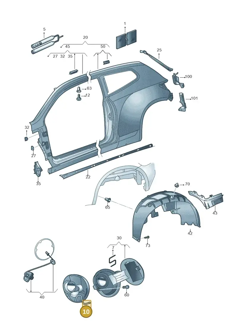 3D0809937B — Volkswagen Scirocco 2.0 (2014-2017) diagram 651809700, position 10