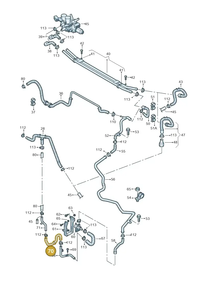 3D0819376A — Volkswagen Phaeton 4motion (2010-2016) diagram 258121410, position 70