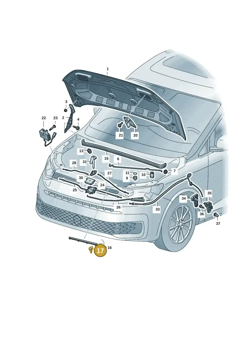 3D0823717 — Volkswagen Caddy Maxi Kombi (2020-2024) diagram 2ka823000, position 17