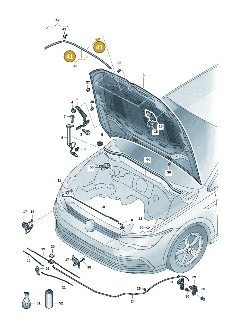 3D0823717 — Volkswagen Golf 2.0 BlueMotion (2019-2024) diagram 5h0823000, position 41